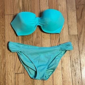 Victoria's Secret‎ Light Blue Bandeau Bikini Size 36 Large Underwire T49-50